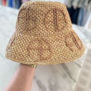 Anine Bing AB Cabana Bucket Hat in Natural Straw Size XS/S